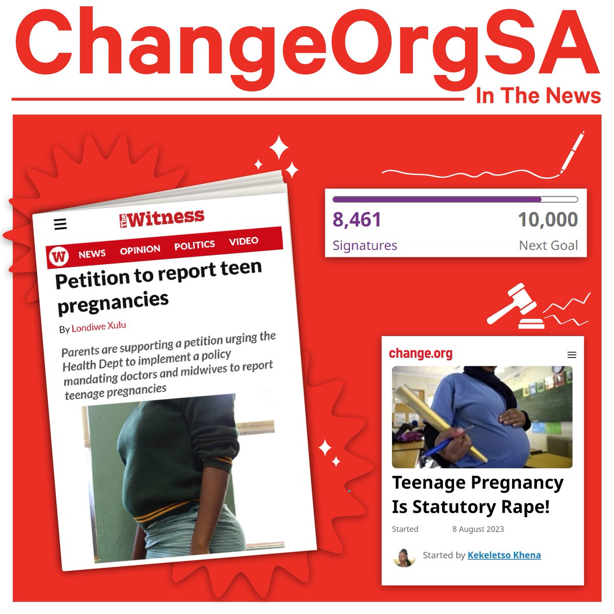 #ChangeInTheNews! @WitnessKZN covers @Soulcandi78's petition urging @HealthZA to implement a policy mandating doctors and midwives to report teenage pregnancies. Read the full article here: citizen.co.za/witness/news/p…