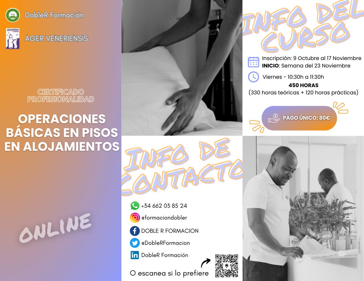 🏨 ¡Haz realidad tu sueño hotelero! 🌟 Con nuestro Certificado de Profesionalidad en Operaciones Básicas en Pisos de Alojamientos, adquirirás habilidades clave para asegurar habitaciones impecables y acogedoras, creando experiencias inolvidables para los huéspedes. 🛏️✨ #Hospital