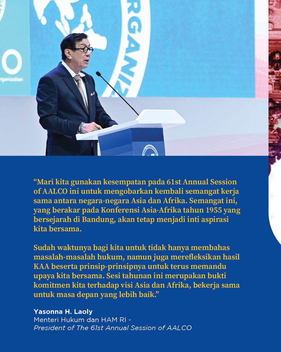 kumham_babel's tweet photo. 8| Menkumham @LaolyYasonna mengatakan sesi tahunan AALCO ke-61 ini merupakan bukti komitmen kita terhadap visi Asia dan Afrika, bekerja sama untuk masa depan yang lebih baik
#SesiTahunanAALCO61

#YasonnaLaoly
#KemenkumhamRI https://t.co/6iX8Dt3TPc