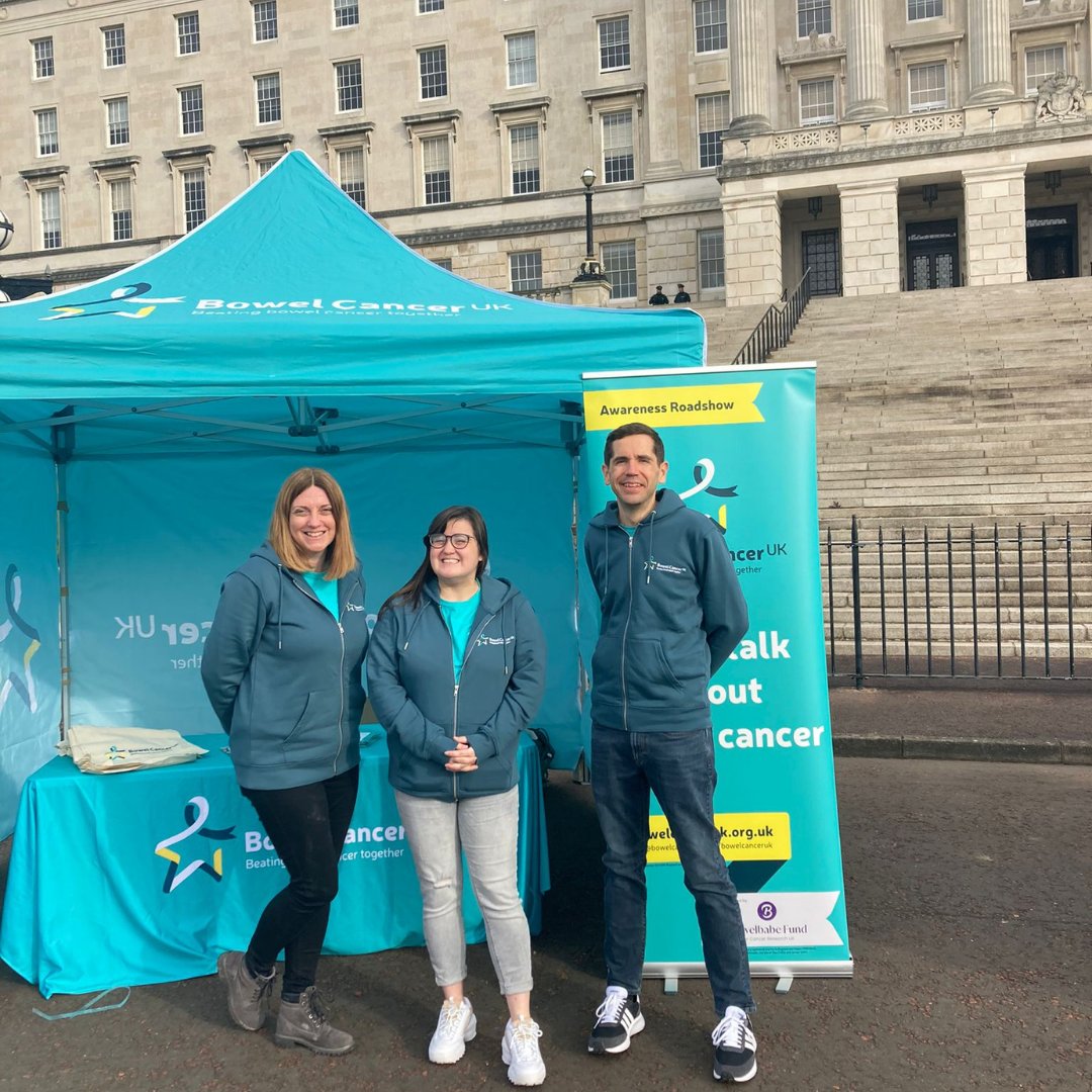 It’s the first day of our awareness roadshow in #Belfast!

We're at the Parliament buildings until 2:30pm with the inflatable bowel. 

Come and see us👋 It’s a great chance to chat to staff and volunteers about bowel cancer and answer any questions you may have.