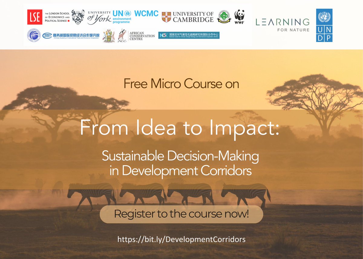 unepwcmc's tweet photo. 🛣️🏞️ Learn how #DevelopmentCorridors can reshape landscapes and economies. 

Discover best practices for planning and avoiding potential pitfalls. #InfrastructurePlanning

Enroll now! ➡️https://t.co/4mBftpLack 
@UNDP @devcorridors https://t.co/OLWh4iOl8D