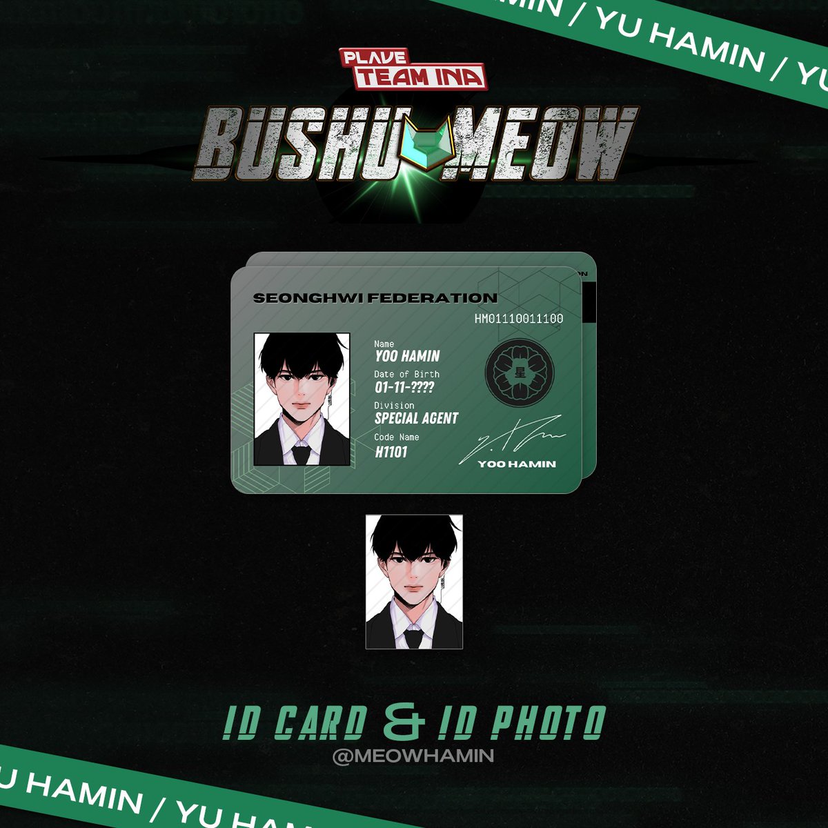 PLAVE_TeamINA's tweet photo. 🐈⬛ 𝐀𝐑𝐓 𝐑𝐄𝐕𝐄𝐀𝐋 🖤
ID Card & ID Photo by @meowhamin
Thank you so much to our incredible artists for your contribution to the success of our Hamin's Birthday Project 🖤
#BushuMeow
#PLAVE #플레이브 #HAMIN #하민 https://t.co/RxL56roAXt