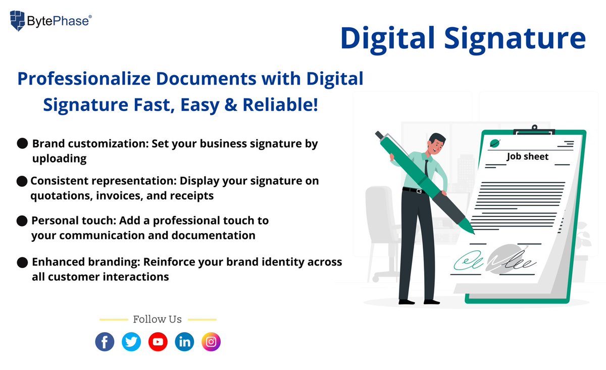 Digital Signature

Professionalize Documents with Digital Signature Fast, Easy & Reliable!

#DigitalSignature #customization #customerinteractions #businesssignature 
#branding #brandidentity