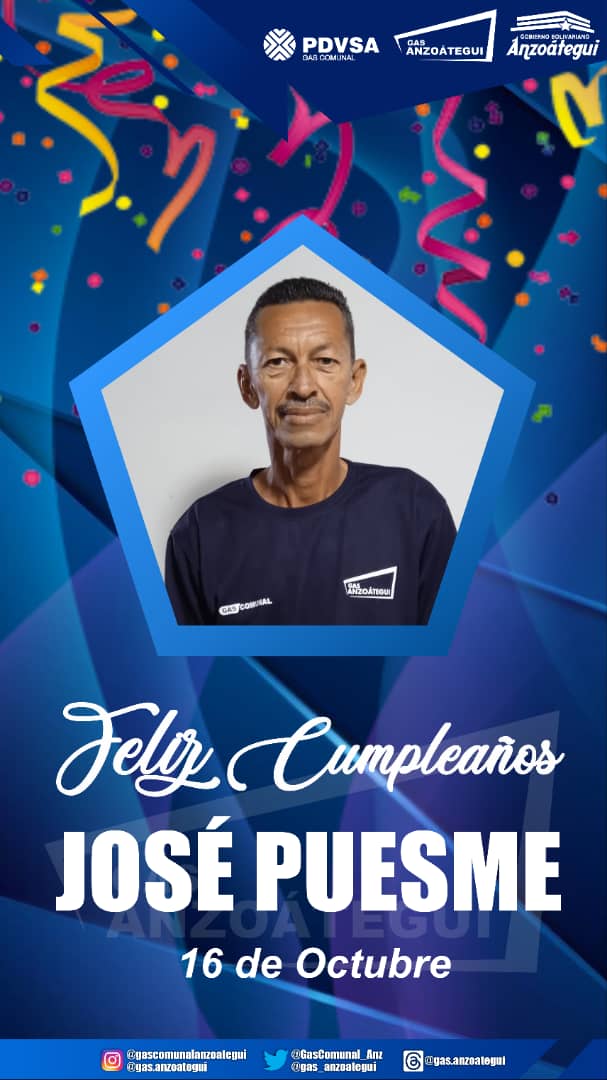 ¡Feliz Cumpleaños a nuestros trabajadores y trabajadoras gasíferos de Gas Anzoátegui! 👋🎁🎉🎂✴️

#16Octubre