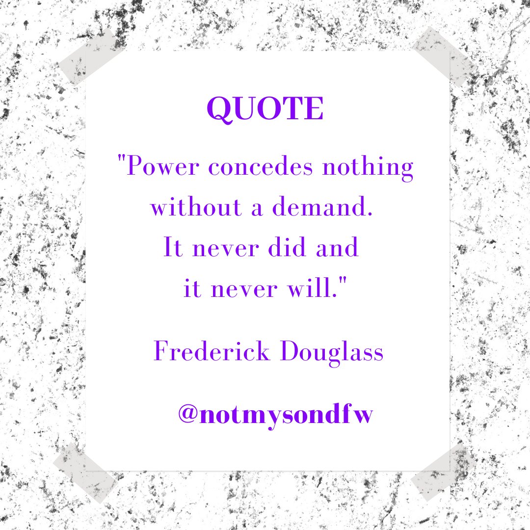 "Power concedes nothing without a demand. It never did and it never will." -- Frederick Douglass

Your #mondaymotivation! 

Have a great day! 💜

#monday #power #civilrights #frederickdouglass #blacklivesmatter #blackexcellence #notmyson #notmysondfw #community #bethechange