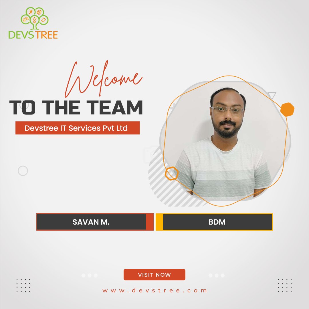 We're excited to welcome Savan M. to the Devstree IT Services Pvt. Ltd. team as a BDM!
.
#welcomeemployee #newjoining #employees #teammember #work #congratulations #BDM #businessdevelopmentmanager #development #businessdevelopment #ITcompany #devstree #india #Bharat