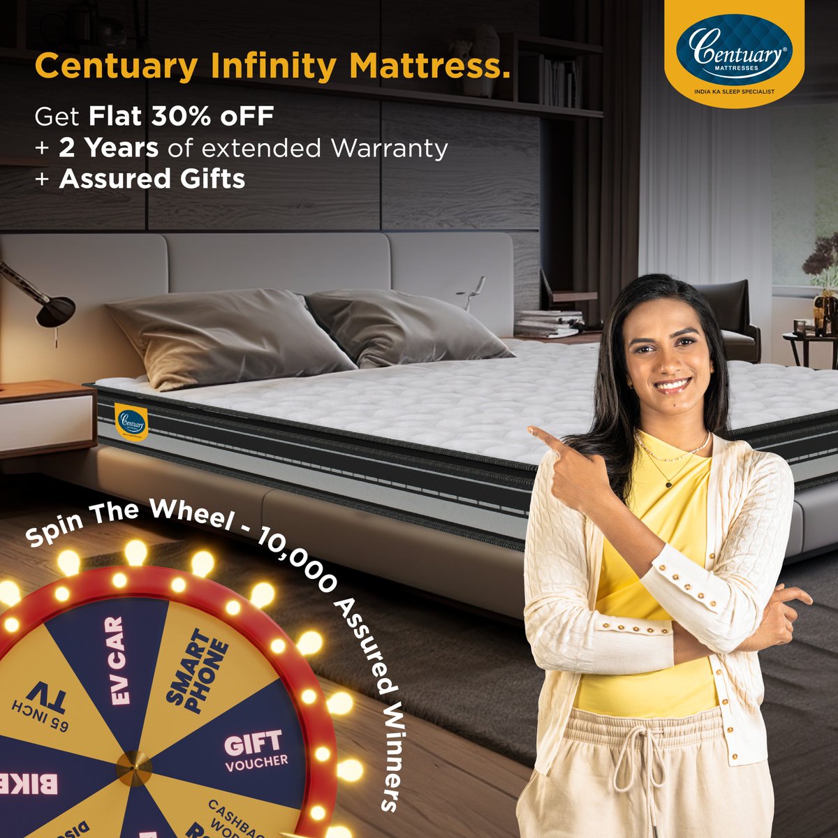 Take home the Centuary #HybridInfinityMattress and make your #festiveseason truly comfy. 

Enjoy incredible discounts and assured gifts on every purchase.

#Centuary #FestiveComfort #MattressSale #FestiveOffers #Discounts #MattressShopping #LimitedOffer #IndiaKaSleepSpecialist