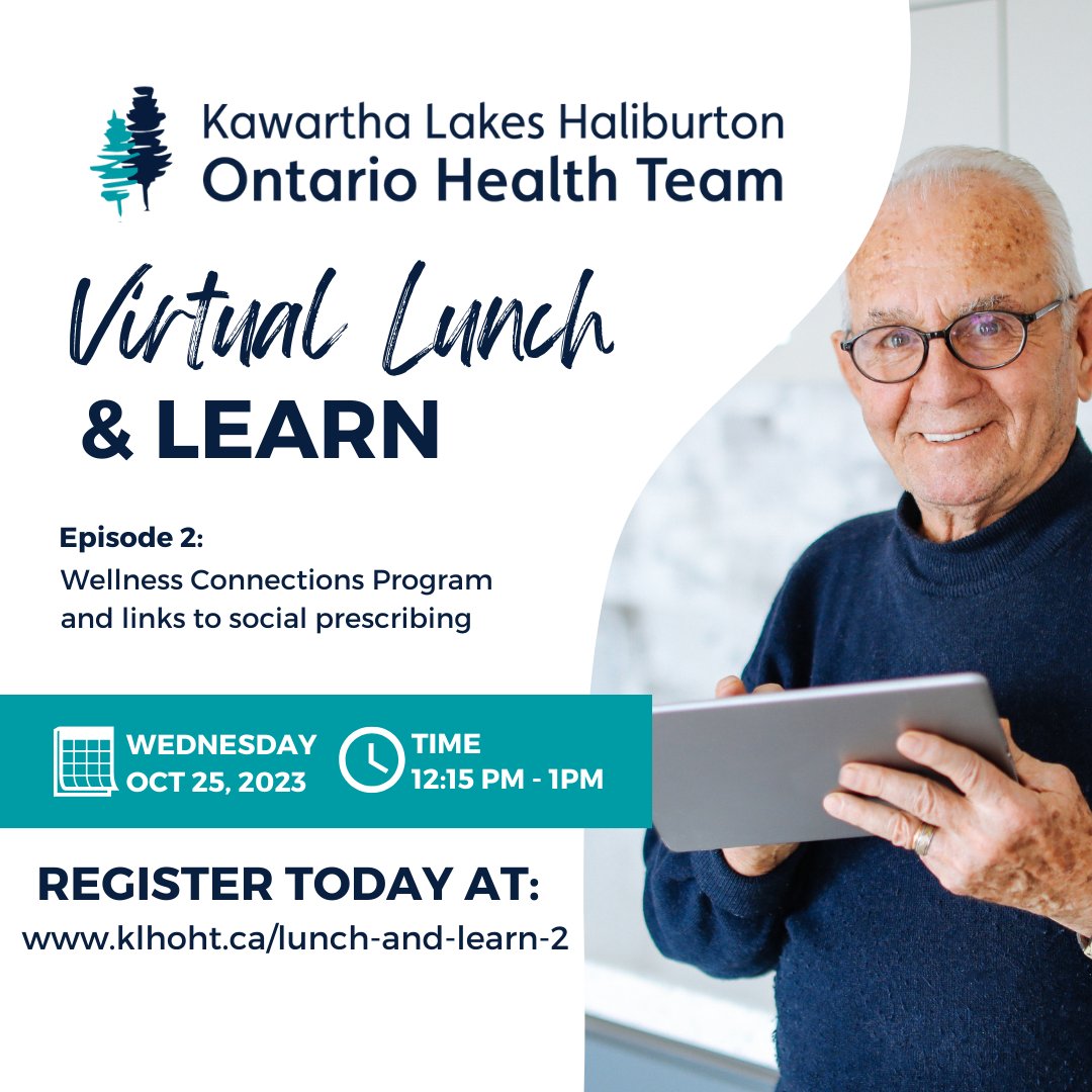 klhoht's tweet photo. Join the Kawartha Lakes Haliburton Ontario Health Team for our second virtual Lunch &amp; Learn!

Registration is required for this Zoom event. Visit https://t.co/eMu9Wivmt0 to learn more and register! https://t.co/ymJXgTkWAb