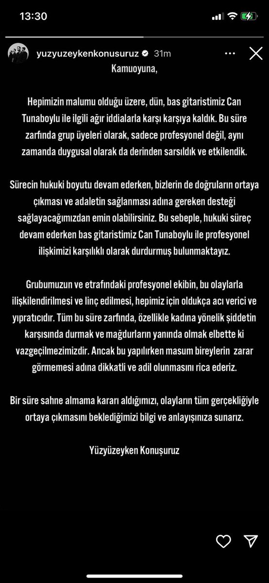 daha leş bi açıklama az bulunur. ya kimin umurunda sizin hisleriniz incinmeleriniz acaba şu an yüzsüz herifler! ve ee kaan boşnak? bu tepki senden bağımsız mı? senin de çocuğunun annesine uyguladığın şiddeti unuttuk mu sandın? #şiddetfailinesahneyok #yüzyüzeykenkonuşuruz