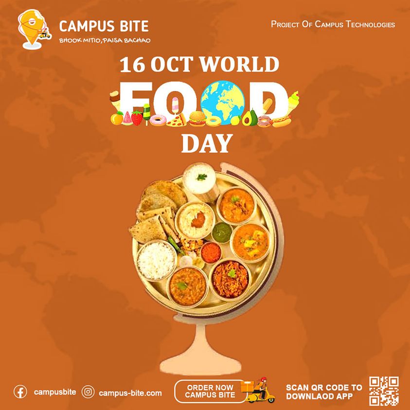 CampusBite's tweet photo. 16 Oct World food  day
#FoodDelivery #StudentLife #CampusEats #FoodApp #HungryStudents #LateNightMunchies #CollegeLife #AffordableEats #FoodForStudents #DownloadNow #CampusFoodie #TastyTreats #FoodDelivery #CampusFood #FoodApp #CampusEats #OrderFood #Foodies #CampusLife #FoodLove https://t.co/u9Kwuj4TF4