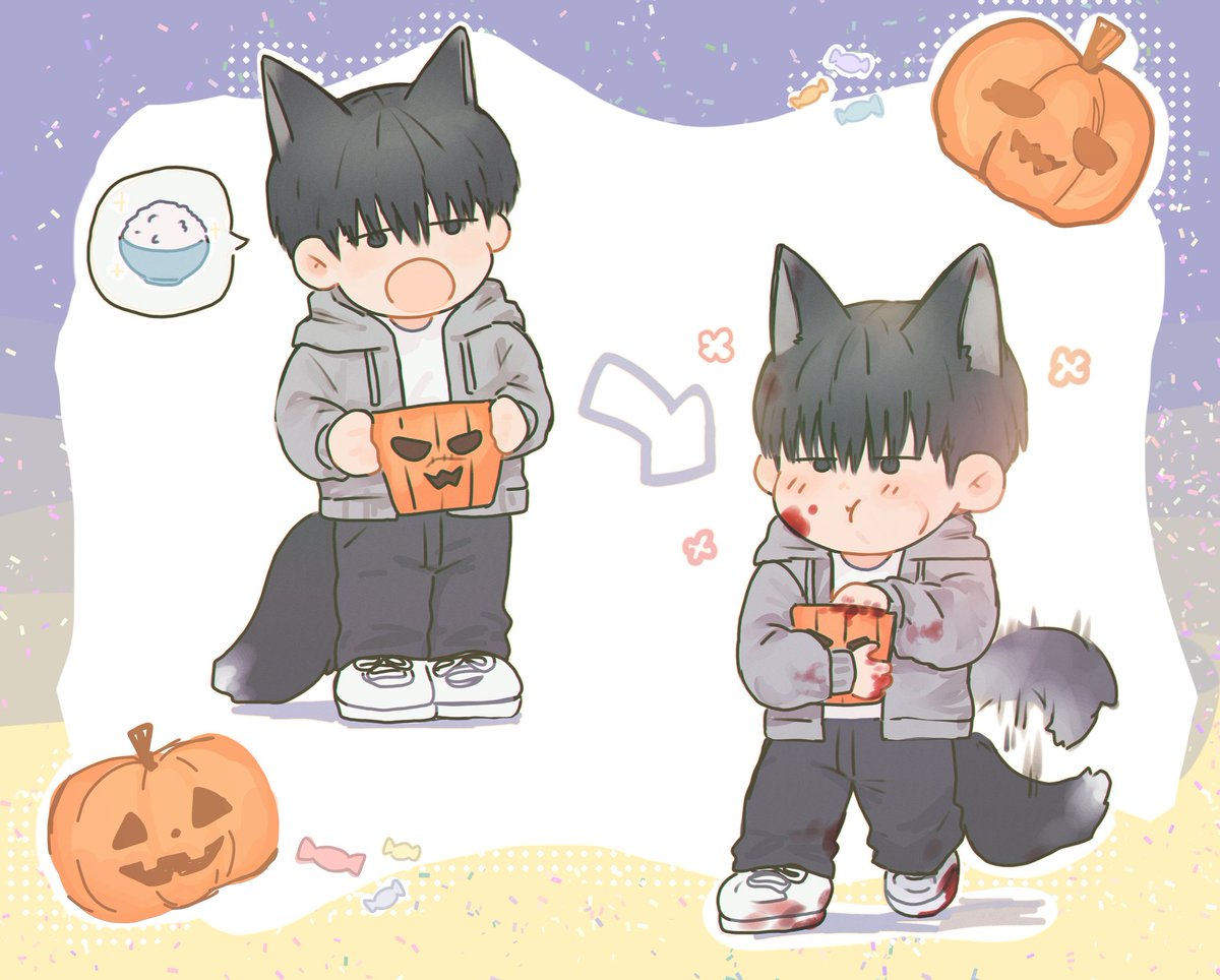 MaiiKun's tweet photo. 💛.....💜🎃🍬🐺🍚 https://t.co/B429VktUbA
