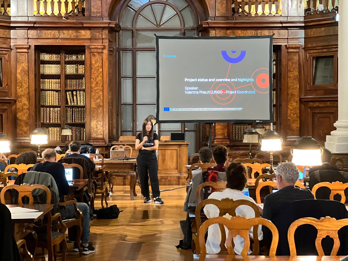 PolifoniaH2020 (@polifoniah2020) on Twitter photo The 7th meeting of Polifonia project 🎶 has just started in the unique Biblioteca Universitaria of Bologna 🇮🇹
The Coordinator <a href="/vpresutti/">Valentina Presutti</a> opened the day with an overview about the status of the project. The 7th meeting of Polifonia project 🎶 has just started in the unique Biblioteca Universitaria of Bologna 🇮🇹
The Coordinator <a href="/vpresutti/">Valentina Presutti</a> opened the day with an overview about the status of the project.
