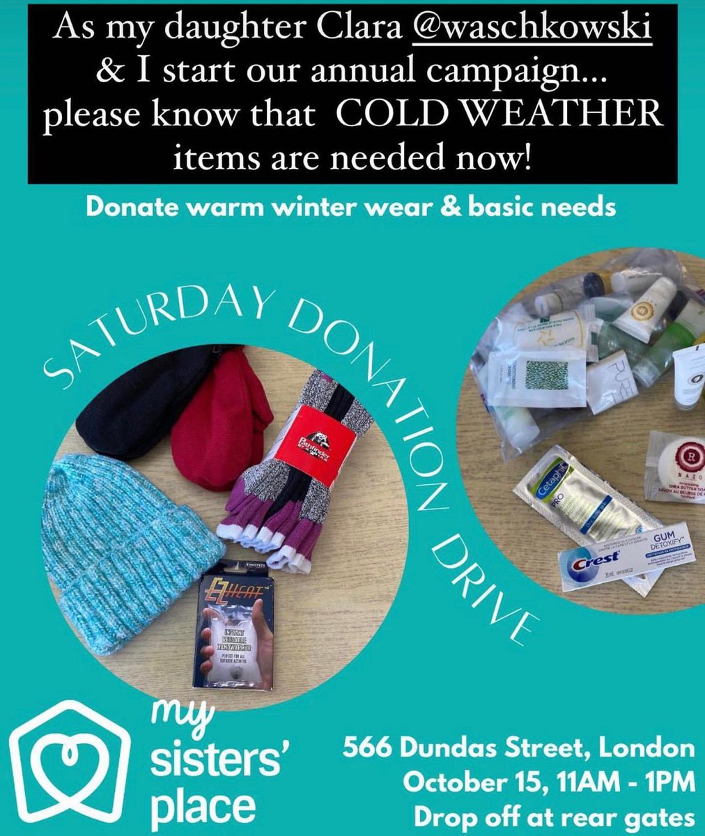 coraliew's tweet image. Good morning friends in #ldnont 🙂Just planting the seed that #TheLittleRedRoaster 11th annual Holiday Campaign to collect items for @MySistersPlace for our Christmas Day bags starts November 1st! Any hygiene, cold weather items or cash donations gratefully accepted.