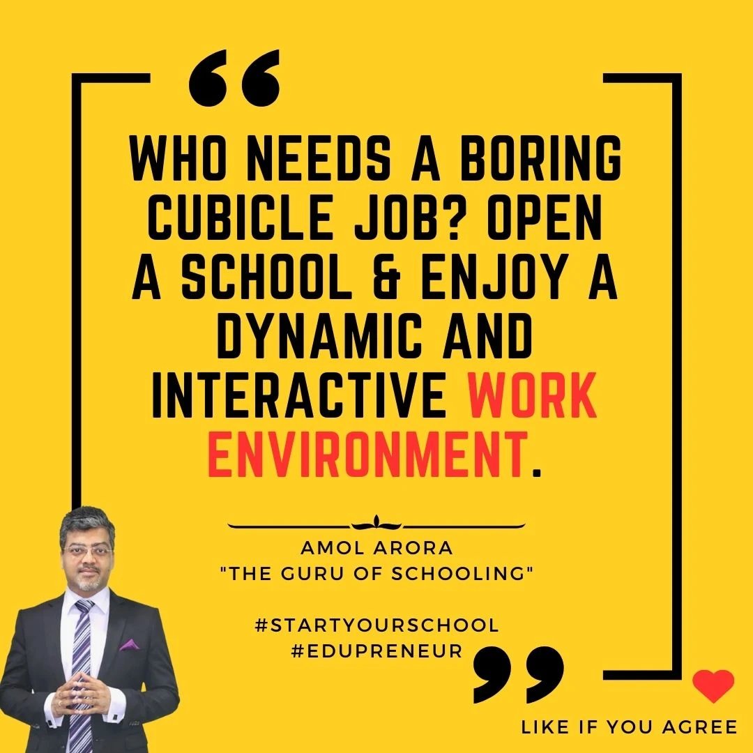 amolarora's tweet image. Escape the Cubicle: Open a School for a Dynamic Work Environment! 🏫💼
#OpenASchool #EducationEntrepreneur #DynamicWorkplace #CareerChange