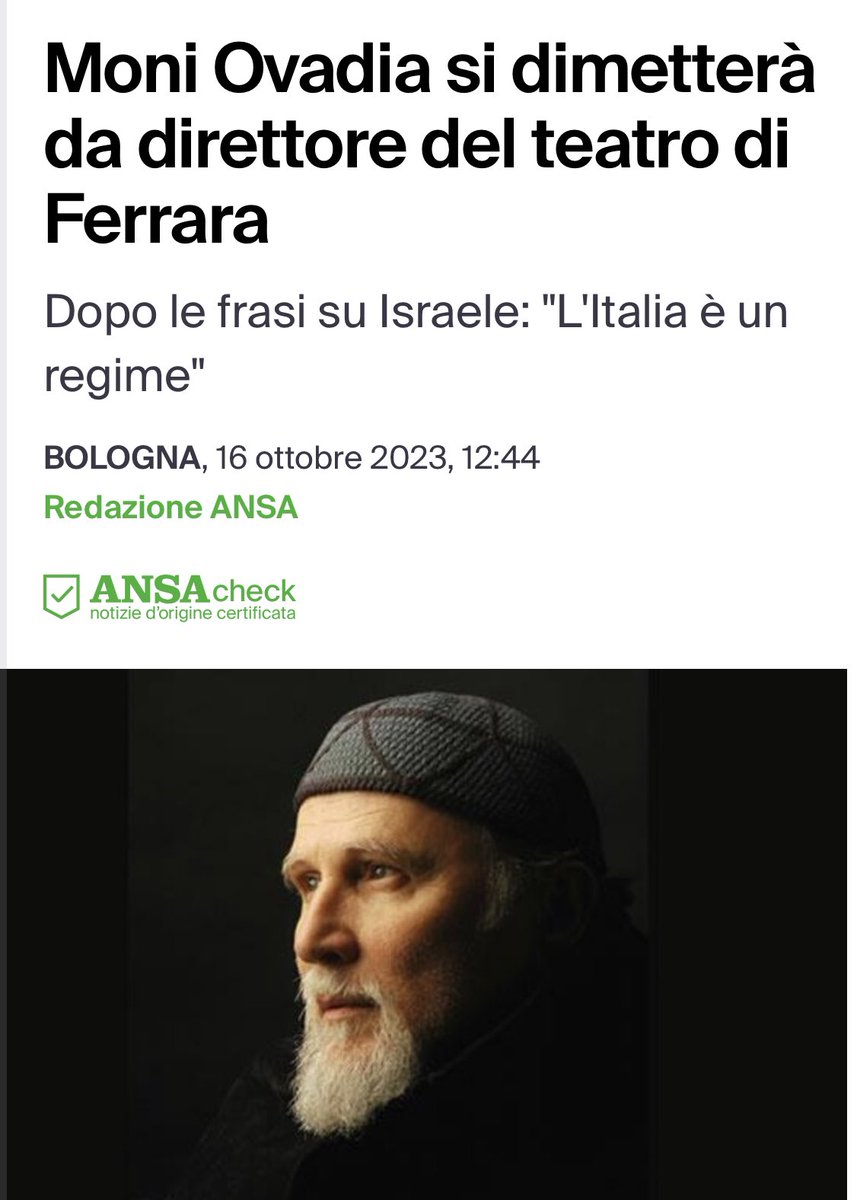 Moni Ovadia attaccato dai soliti esponenti del regime intollerante e perennemente schierato con gli oppressori contro gli oppressi.

Dovremmo solo ringraziare di avere ancora qualche intellettuale dissidente, come Moni Ovadia.

#PalestineGenocide 
#GazaCity 
#NotInOurName