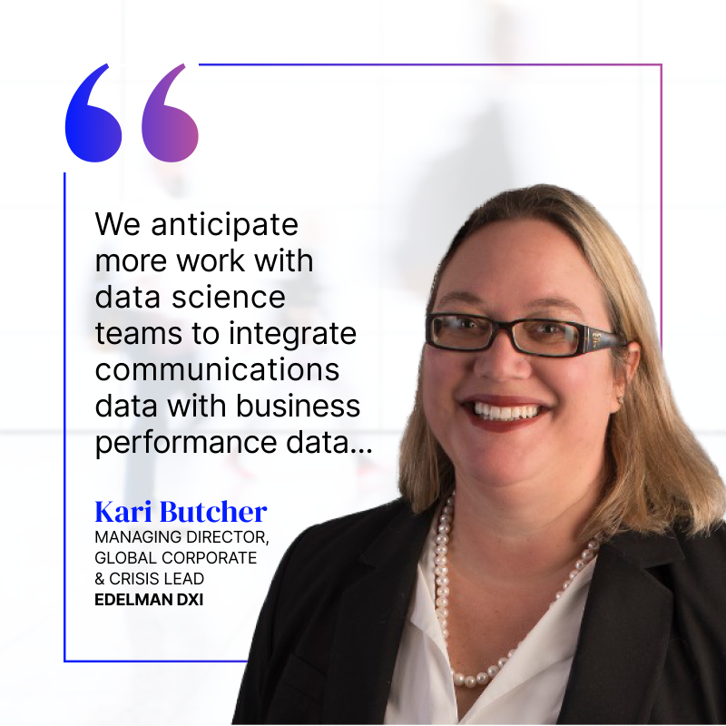 EdelmanDXI's tweet photo. Our very own @KariButcher highlights the power of data in @RaganComms's feature of our recently launched 2023 Future of Corporate Communications study. Check out the key learnings, including a focus on outcomes to inform action, here: