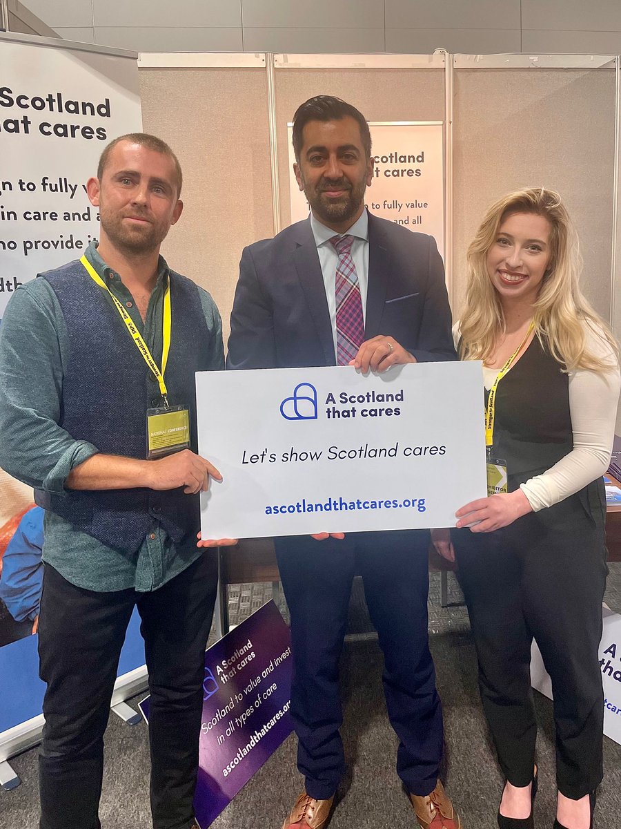 Great to be at #SNP23 Conf. Thanks @HumzaYousaf for speaking to us about #ScotlandCares campaign.  

Now is the time to make care visible in @ScotGovOutcomes by adding a new dedicated national outcome on care.

Find out more and show your support 👇

ascotlandthatcares.org