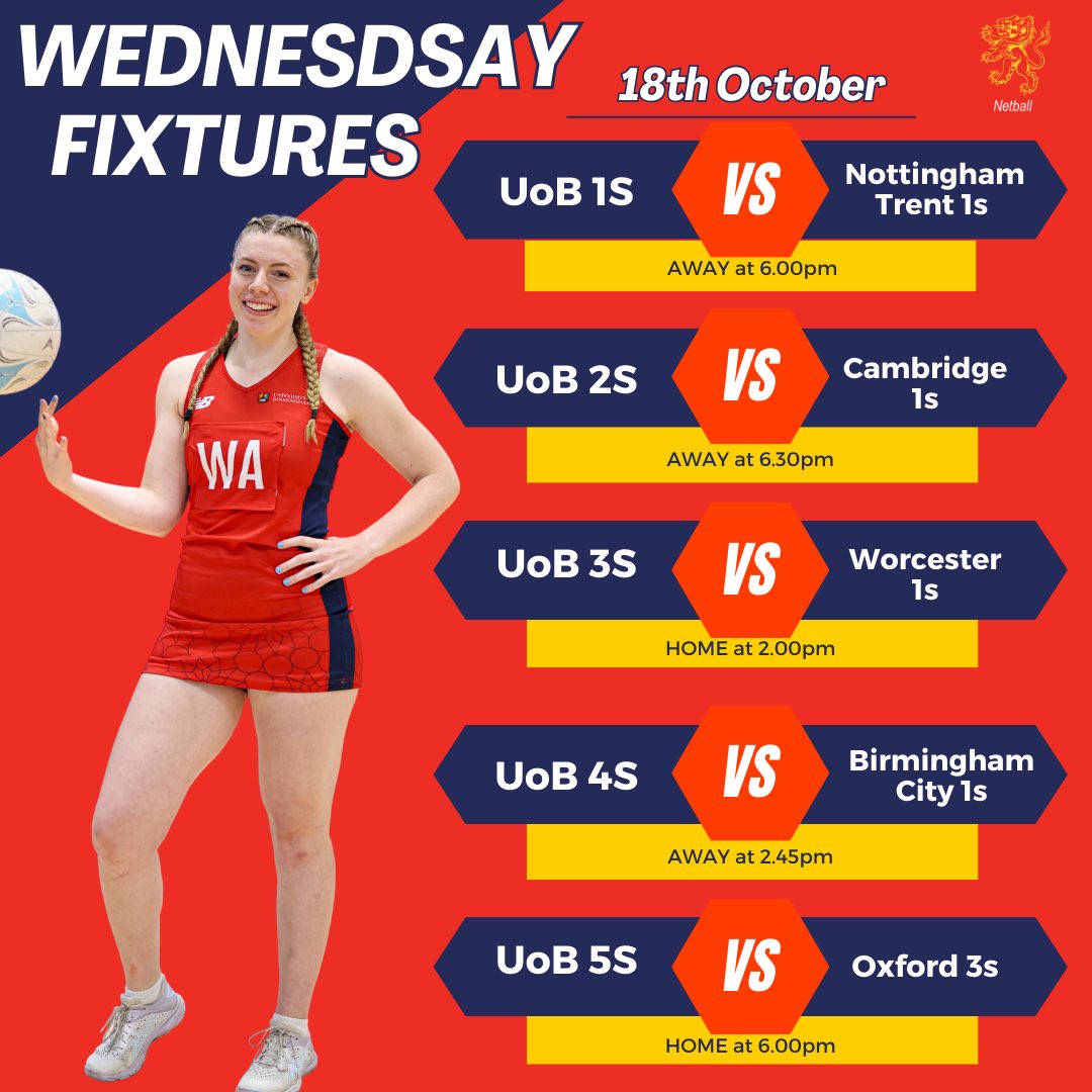 ❤️Wednesday 18th October BUCS Fixtures ❤️ Come down to Sport and Fitness at 2.00pm and 6.00pm to support the home games. Game updates on Twitter too 🚨