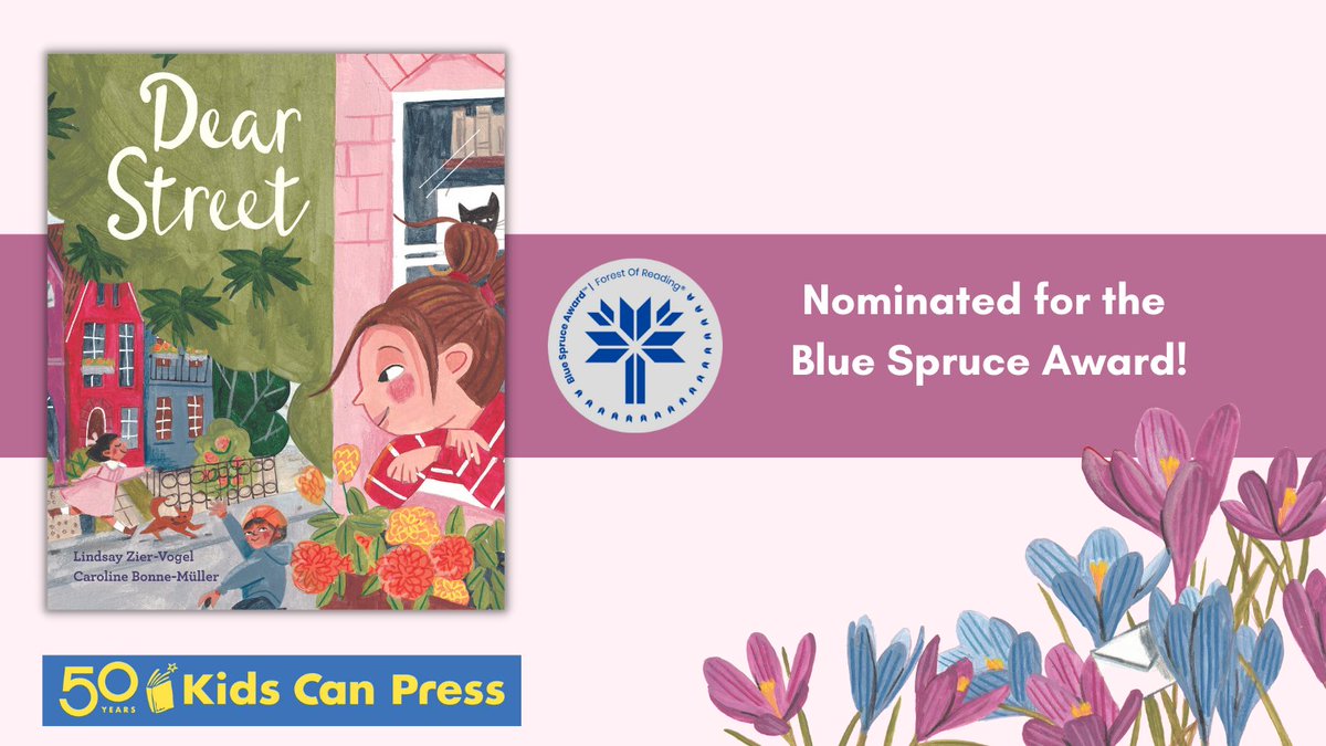 Congratulations to DEAR STREET, written by @lindsayzv and illustrated by Caroline Bonne-Müller, nominee for the Blue Spruce Award from the @ForestofReading! bit.ly/3QiGNK9