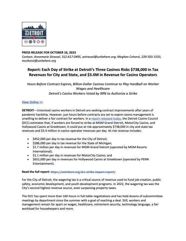 UNITE HERE tweet media