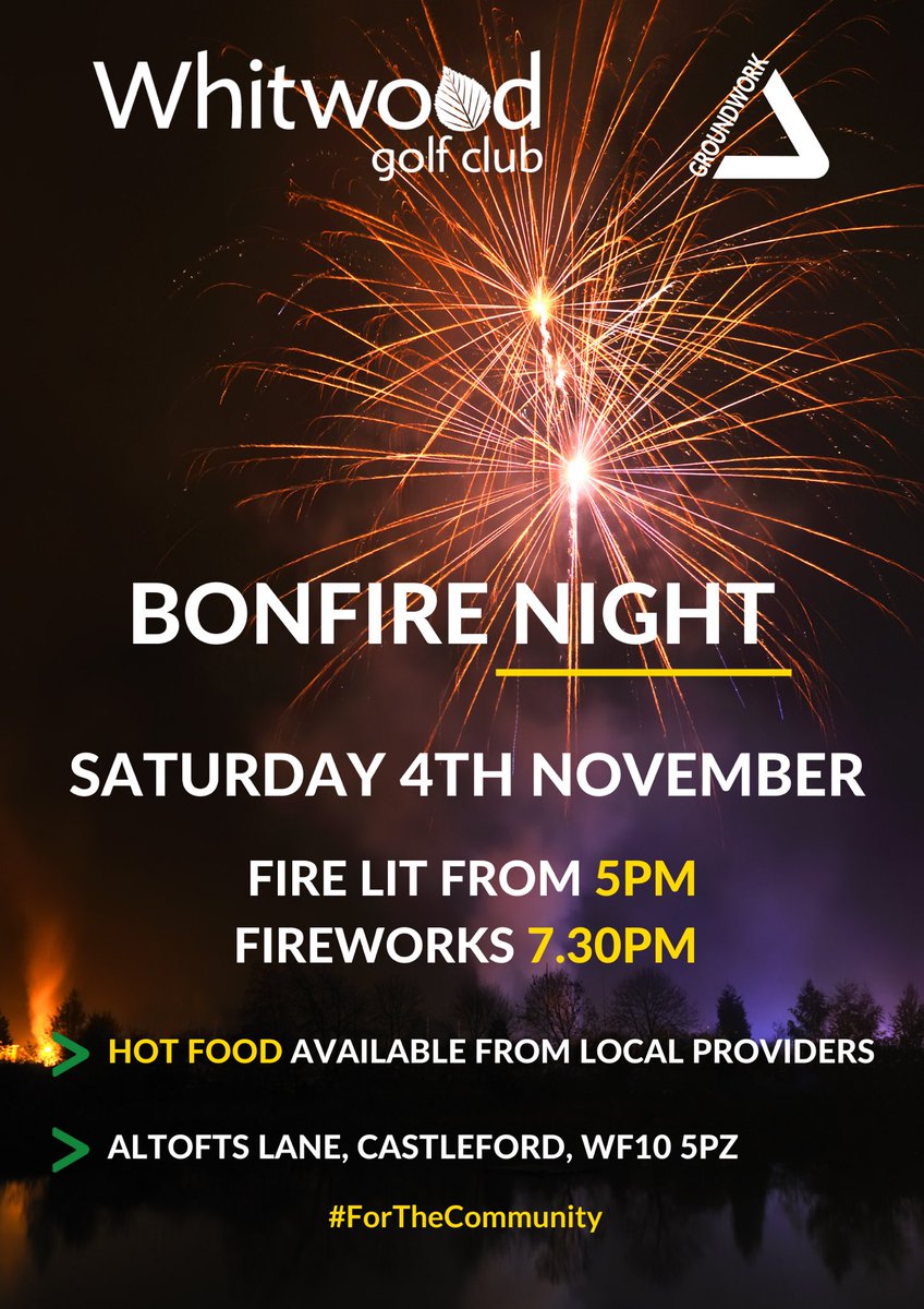 GolfWhitwood's tweet photo. Everyone welcome Free Entry 💥 🔥 fantastic fireworks 🎇  🎆 #gethereearly https://t.co/Cv3L6ZRoy6