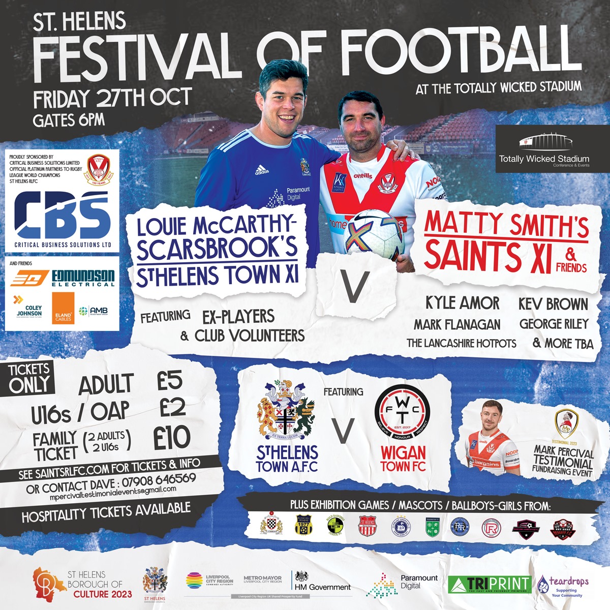 St Helens Town AFC (@sthelenstownfc) on Twitter photo 🚨COMPETITION! Repost for chance to win x2 HOSPITALITY tickets worth £40 (Comp ends 7pm THURS 19 Oct)
⚽️St Helens Town AFC +🏉<a href="/Saints1890/">St.Helens R.F.C.</a> are proud to announce 'St Helens Festival of Football’ at <a href="/twstadium/">Totally Wicked Stadium</a> on Friday evening 27 Oct 2023 (More info in post below👇1/2) 🚨COMPETITION! Repost for chance to win x2 HOSPITALITY tickets worth £40 (Comp ends 7pm THURS 19 Oct)
⚽️St Helens Town AFC +🏉<a href="/Saints1890/">St.Helens R.F.C.</a> are proud to announce 'St Helens Festival of Football’ at <a href="/twstadium/">Totally Wicked Stadium</a> on Friday evening 27 Oct 2023 (More info in post below👇1/2)