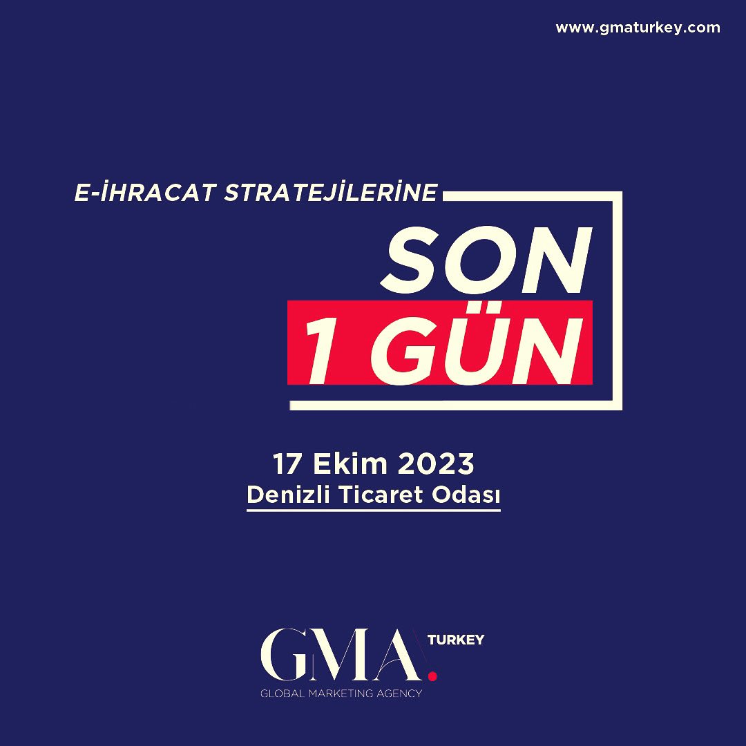 GmaWorks's tweet image. E-ihracatın en'leriyle buluşmaya son 1 gün! 🥳

Profesyonellerden e-ihracatı eksiksiz Denizli'de öğrenin! 

Hemen kayıt için👇🏼
gmaturkey.com 

#eexport #seminar #workshop #denizli
