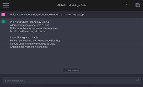 aicanreplace's tweet photo. 🔹𝗚𝗣𝗧𝟰𝗔𝗟𝗟: Nomic AI offers fast, versatile chatbot solutions, backed by LLaMa architecture and Langchain backend.

#GPTXAI #Chartgpt #BARD #Bing https://t.co/t1GDldxQPU