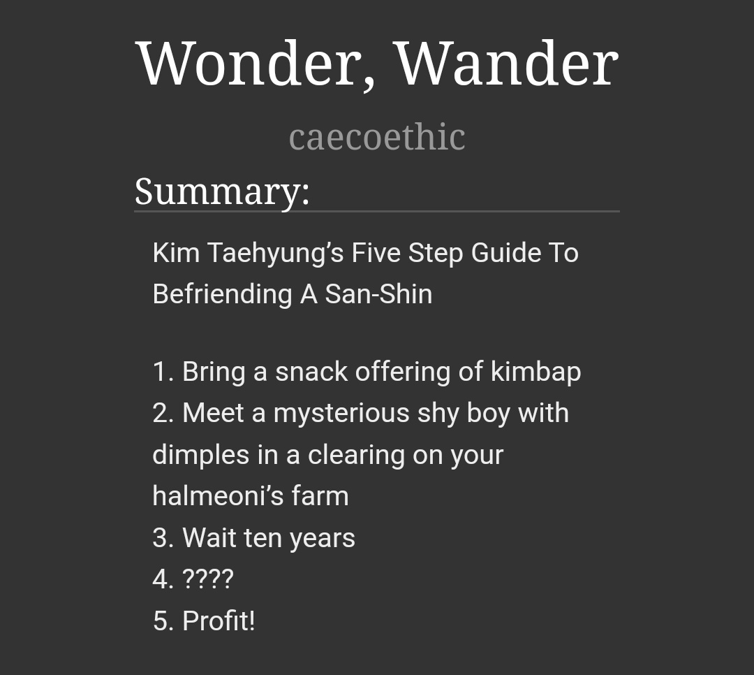 vmin_ethereal's tweet image. wonder, wander
taejoon

-mythology
-modern with magic
-fluff
-friends to lovers

archiveofourown.org/works/18346202