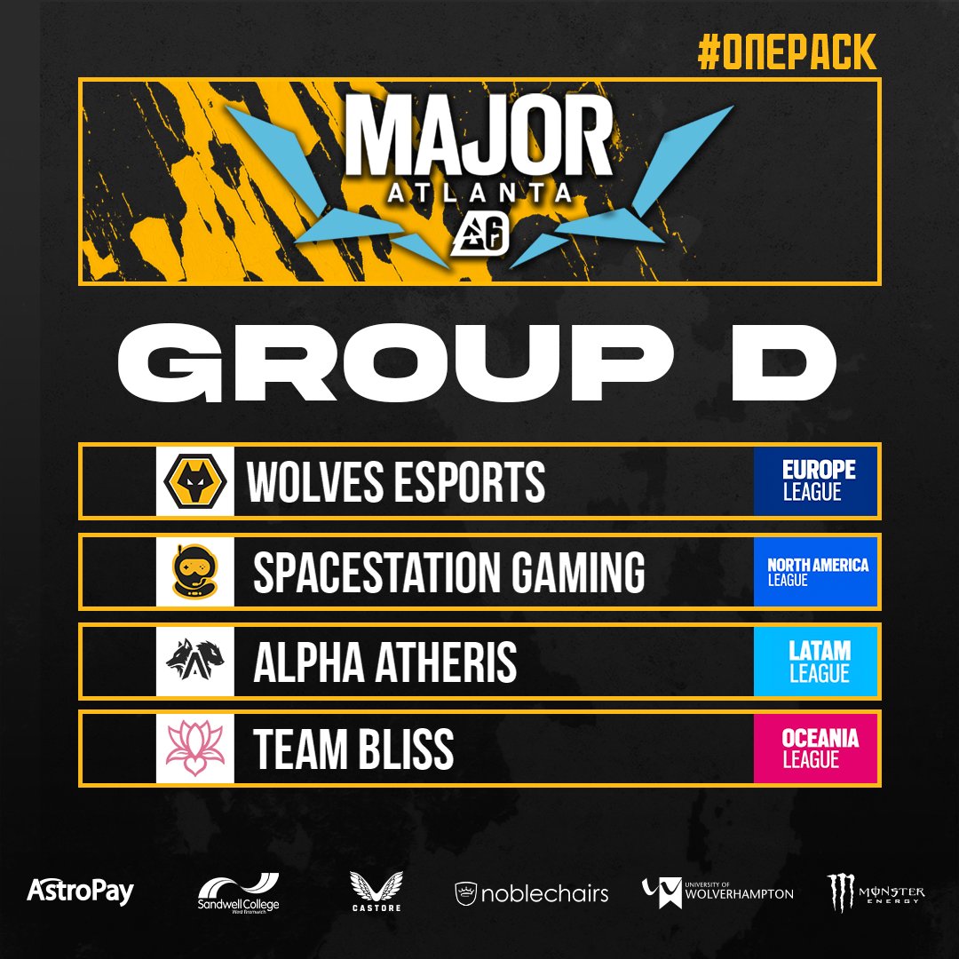 THIS IS GROUP D

Spacestation Gaming - <a href="/Spacestation/">Spacestation Gaming</a> 

A regular face at Majors. Although finishing mid table in groups they made a strong run in the North America LCQ, beating Luminosity, Oxygen and Mirage to book their spot in Atlanta.

The last time we played SSG was at the