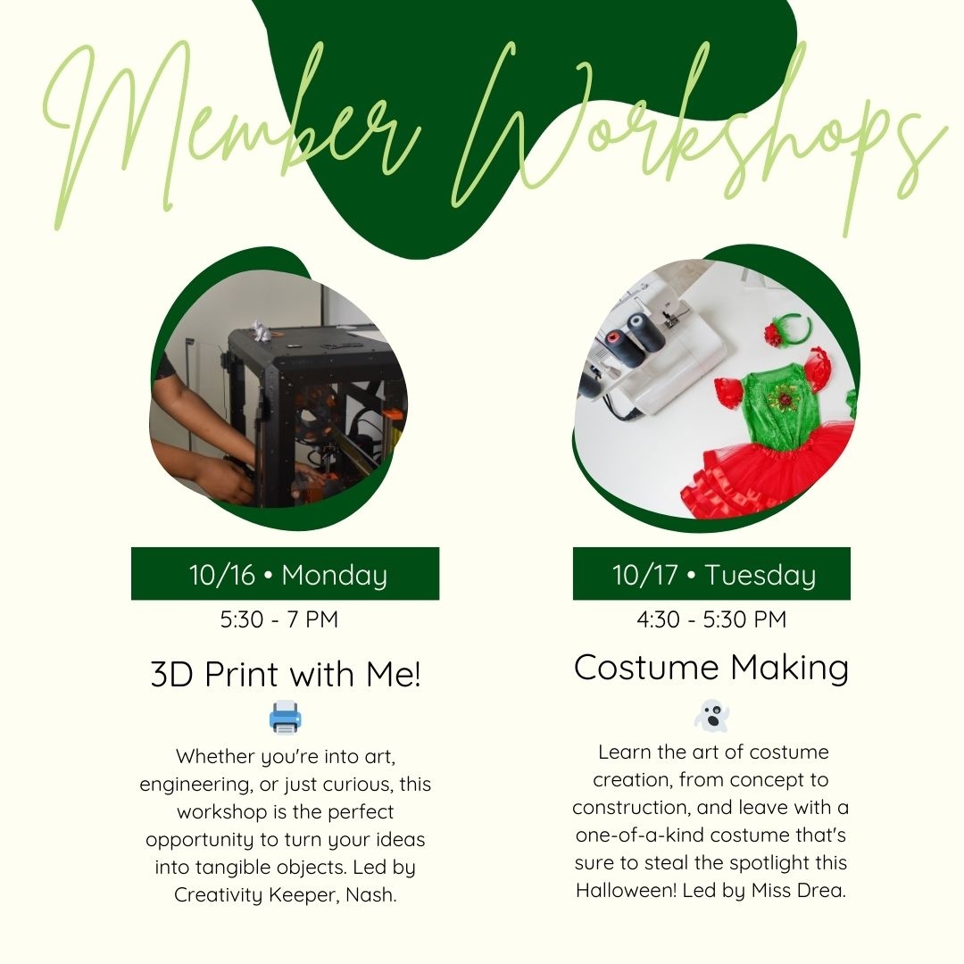 TheHiveMIA's tweet photo. The Hive workshops 🤝 The Hive members

Interested in any of these workshops for you or your teen?! Leave us a comment or DM us for more info on how to become a member at The Hive! 🐝 Scholarships are available ✨️

#TheHiveMiami #3Dprinting #BrisasCreativeInnovationStudio https://t.co/w5mHsoBY3K