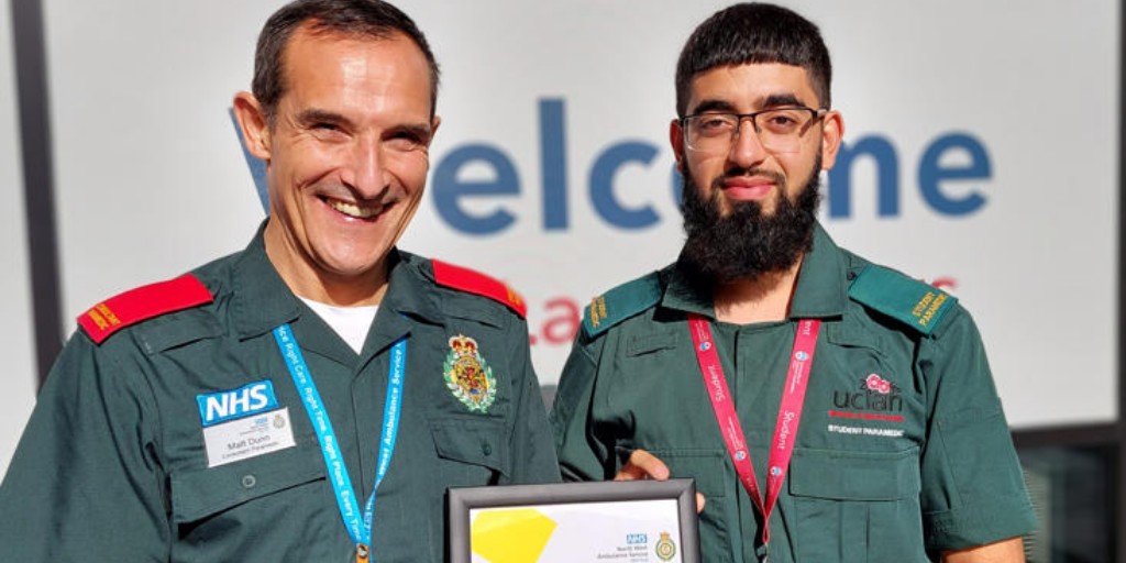 We’re unbelievably proud to share Ibrahim’s inspirational life-saving story on #RestartAHeart day.

<a href="/NWAmbulance/">North West Ambulance Service</a> has commended our student paramedic for using his new skills when a fellow cricketer went into cardiac arrest.

ow.ly/7jlT50PX41r