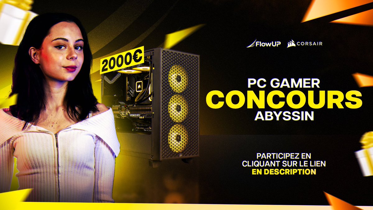 lunanova (@iunanovaa) on Twitter photo ⚡️GiveAway⚡️
Pour fêter mon partenariat avec <a href="/CORSAIRFRA/">CORSAIR France</a> on vous fait gagner un PC Gamer en collaboration avec <a href="/FlowUPofficiel/">FlowUP | à 3 clics de ton futur PC ! 🫵</a> 🤩
Pour participer 👉🏼 gleam.io/3TvJP/corsair-…
TAS 30/10/2023 à 18h ! ⚡️GiveAway⚡️
Pour fêter mon partenariat avec <a href="/CORSAIRFRA/">CORSAIR France</a> on vous fait gagner un PC Gamer en collaboration avec <a href="/FlowUPofficiel/">FlowUP | à 3 clics de ton futur PC ! 🫵</a> 🤩
Pour participer 👉🏼 gleam.io/3TvJP/corsair-…
TAS 30/10/2023 à 18h !