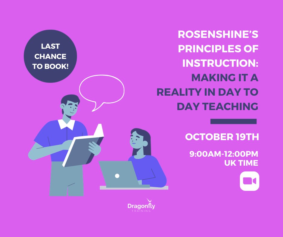 Elevate your teaching game and empower your students with the best instruction methods. Hurry, limited seats available! 🧠

Secure your place now: loom.ly/i18EGTM

#cpd #mlearning #edchat #teacherdevelopment #education #teachers #dragonflytraining #professionaldevelopment