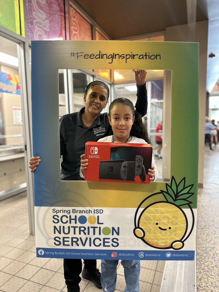 SBISDSNS's tweet photo. WE HAVE A WINNER 🏆🏆🏆!!!! A lucky student from @MeadowWoodSBISD won the NINTENDO SWITCH!!! Congratulations Elissae 🥳🎉

#FeedingInspiration #NationalSchoolLunchWeek #nslw23 https://t.co/8yCp6IJKSP