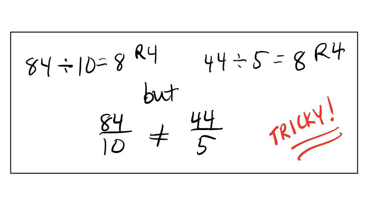 Sheesh…this is a tricky thing to explain to fourth graders.

8 r4  is NOT necessarily equal to 8 r4.

Whaaat?

#iTeachMath