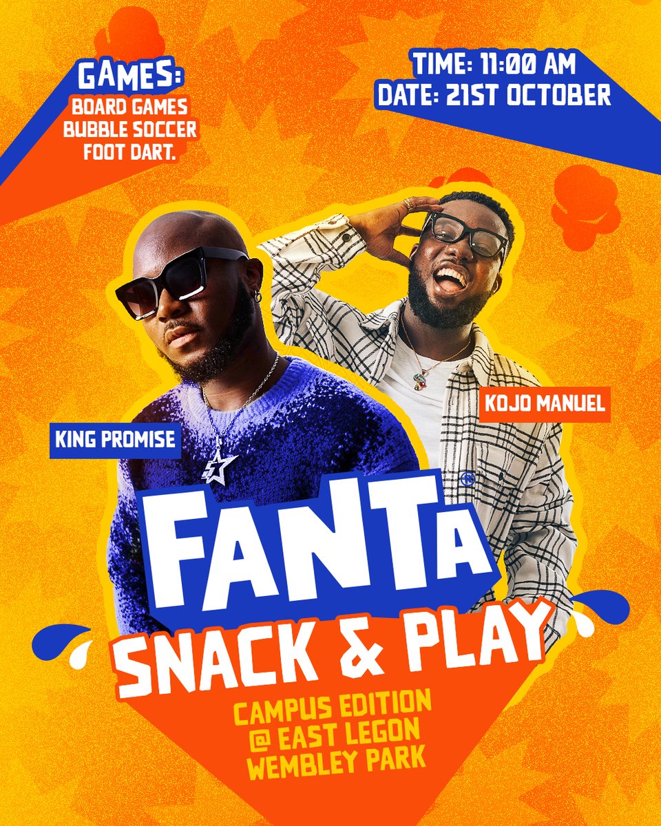 FantaGhana's tweet photo. It’s game on! Bragging rights are at stake and our hype master @KojoManuel will be keeping score 😉

And a not to be missed exclusive performance with @IamKingPromise!!!

Are you ready to bring your A-game? 😎 We'll see you this Saturday!

#FantaYummySnacking #SnackAndPlay https://t.co/sXyJUpSwMP