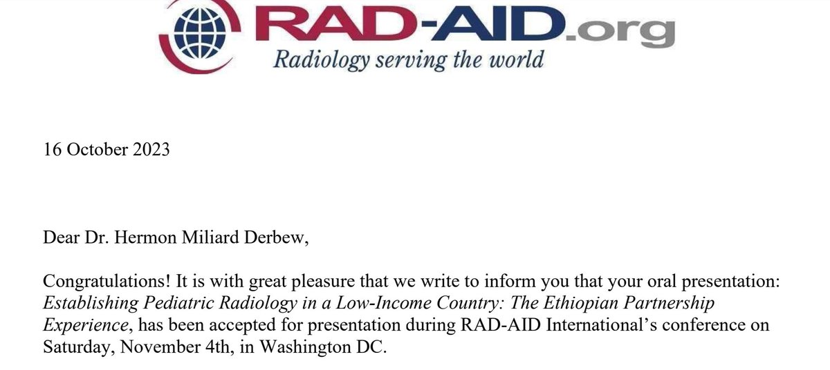 Abstract got accepted for oral presentation!! 
Thank you <a href="/RADAIDIntl/">RAD-AID</a>! Congratulations to my fellow team for their abstract acceptance- <a href="/MohamadJalloul_/">Mohammad Jalloul</a> &amp; <a href="/MonicaMirandaSc/">Mónica Miranda Schaeubinger</a>. 

See you in a few weeks in DC! CHOP will be strongly represented! <a href="/oterocobo/">Hansel Otero</a> <a href="/CHOPRadiology/">CHOP Radiology</a> <a href="/CHOP_Research/">CHOP Research</a>