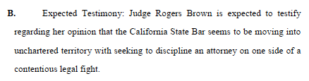 Curious framing here for #EastmanTrial witness* noticed for Oct. 17.

I'd expect that a disciplinary action involving 'an attorney on one side of a contentious legal fight' can't be entirely novel.

*#JohnEastman is paying this former judge $1200 per hour for her testimony.