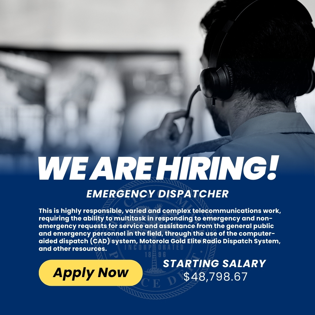 MiamiPD's tweet image. WE ARE HIRING: Emergency Dispatchers
Work involves receiving requests for fire/medical or police services, and promptly and efficiently dispatching personnel and equipment in response to emergency calls. Position open until 10/27/23 at 5:00pm. 
APPLY HERE: governmentjobs.com/jobs/4239278-0…