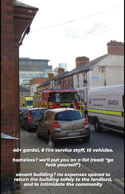 StreetlinkBAC's tweet photo. How much did todays illegal eviction facilitated by you cost the state? @HMcEntee 

40 @gardainfo &amp; 10 vehicle to arrest 5 homeless people.

#HousingCrisis  #Homeless #dublin https://t.co/PDUZKbFwOy