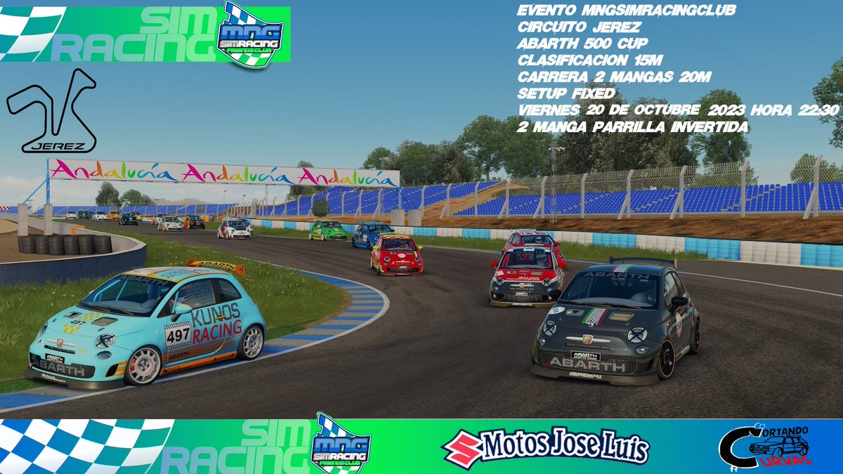 Hola pilotos! Semana de evento en MNG, 3ª cita del campeonato Abarth 500 Cup en Jerez! Nos vemos en pista!!🤙🤙