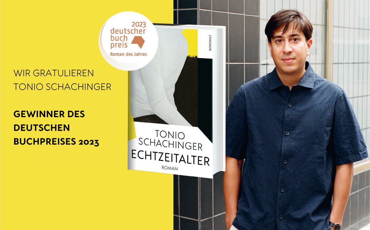 Unser Autor Tonio Schachinger gewinnt mit seinem Roman 'Echtzeitalter' den Deutschen @Buchpreis 2023! Herzlichen Glückwunsch!