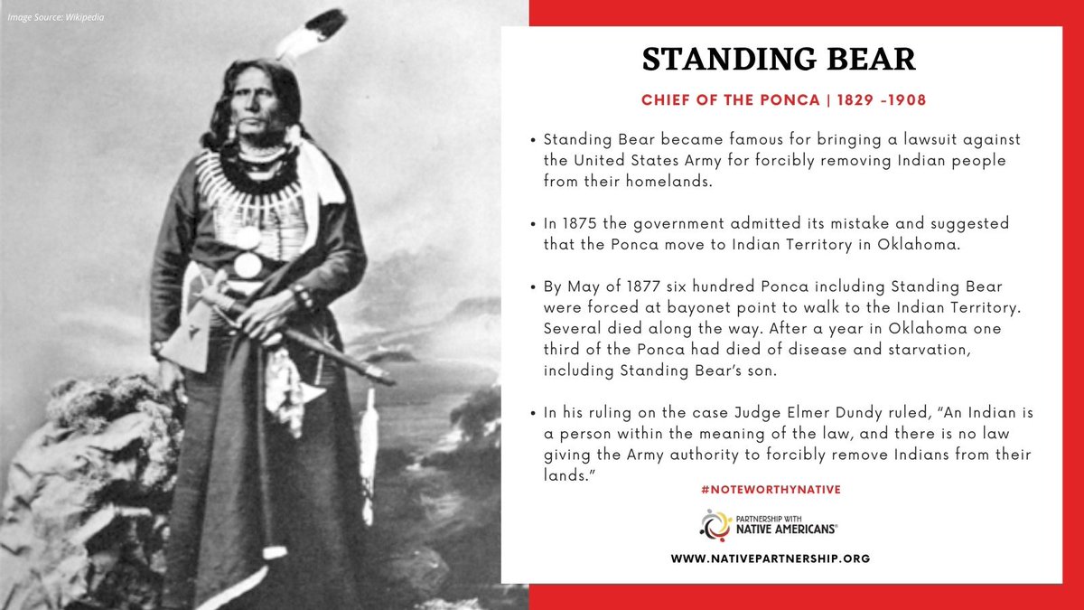 PWNA4hope's tweet image. On this week's #NoteworthyNative we'd like to highlight Chief of the Ponca, Standing Bear. He is one of the most well-respected Native's who stood up for Indian homeland. Learn more about Chief Standing Bear at: bit.ly/3tAvG6E

#NativeAware #PWNA4Hope