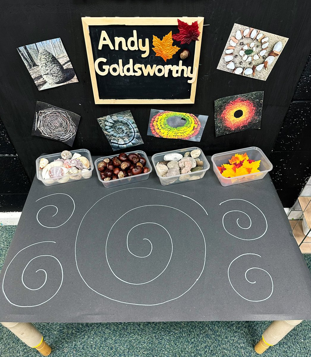 misspower__'s tweet photo. Reception have been exploring the work of Andy Goldsworthy! We linked it to our Autumn learning and discussed why leaves change colour. We took our learning outdoors and collected some Autumnal objects and then created some of our own transient land art! 🍁🍂 #eyfs https://t.co/LHwt3hdjuL