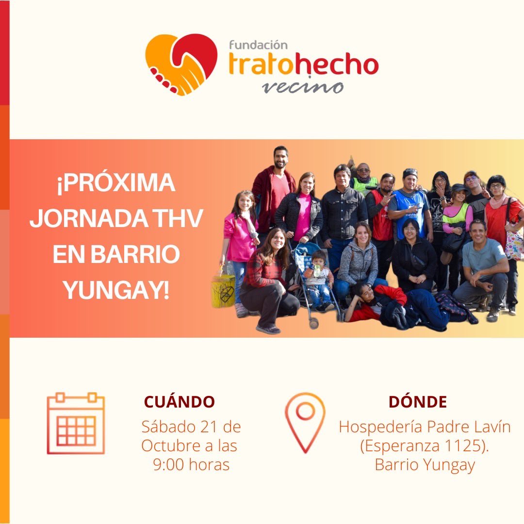 TamaraSerranoP's tweet photo. Tengo el agrado de informar sobre nuestra Jornada @tratohechov del mes de Octubre para este sábado 21 junto a los residentes de la Hospedería Padre Lavín del @Hdecristo, todos/as invitados/as a ser parte de esta hermosa instancia junto a nosotros!! #barrioyungay https://t.co/3Z7zAs4b71