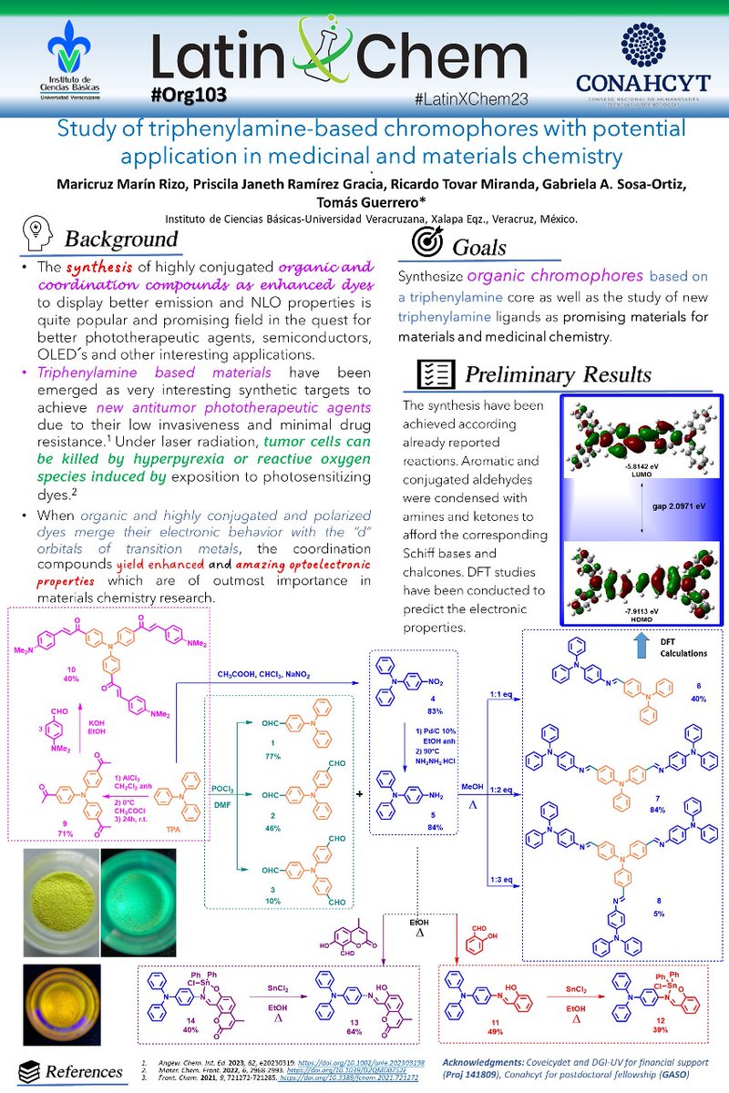 marinmr99's tweet photo. Hi @LatinXChem presenting my work "Study of triphenylamine-based chromophores with potential application in medicinal and materials chemistry" at #LatinXChem23 #LatinXChemOrg #Org103 @OrgBiomolChem @EurJOC

@TGuerrero77
@GabrielaSosaOr1

 #NLO  #Flourescence #Optoelectronic #DFT https://t.co/3FPrtYrFfy