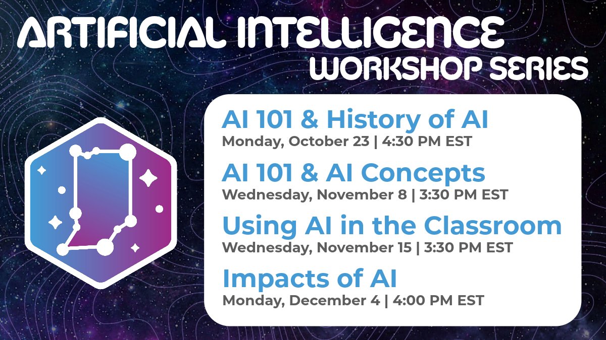 Join us in the @INLearningLab for a webinar series on the history of AI, exploring some of the big concepts in AI, and sharing resources for using it in the classroom. inlearninglab.com