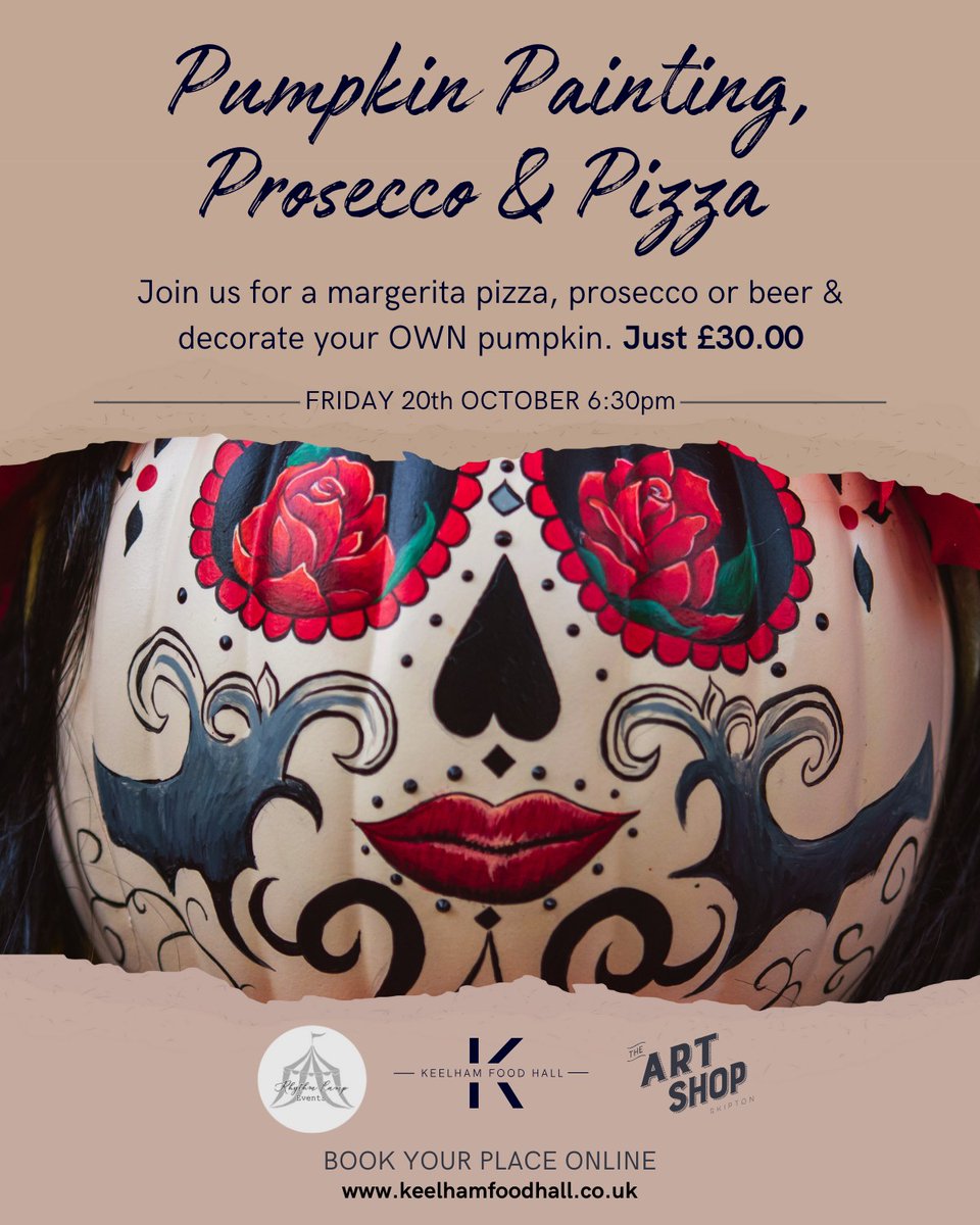 Pumpkin painting, Prosecco and Pizza this Friday 20th October here at Knead @ Keelham Food Hall Grab your tickets on our website. keelhamfoodhall.co.uk/collections/ev…