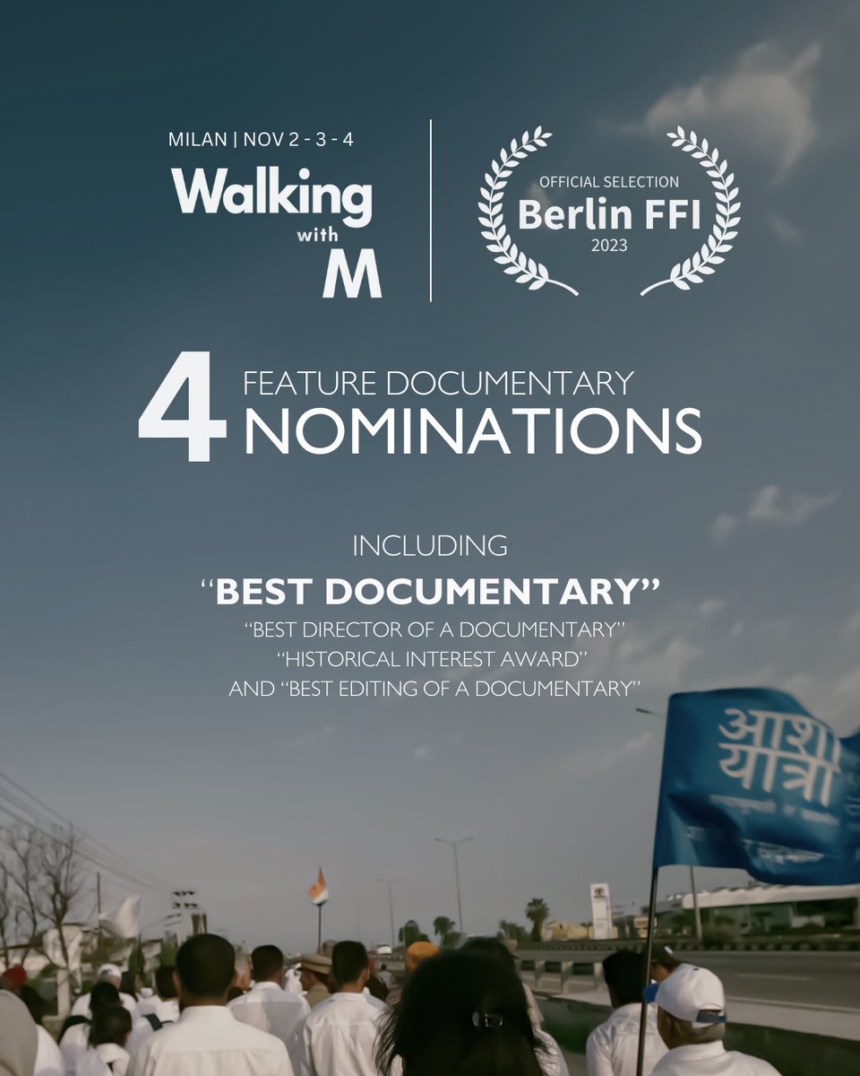 Thank you to "Film Fest International" and congratulations to the whole team!

“Walking with M" is now part of the official selection at the "Berlin Film Fest International," and is Nominated for 4 doc-awards. The screening and ceremony will be held in Milan on Nov 2-4, 2023.